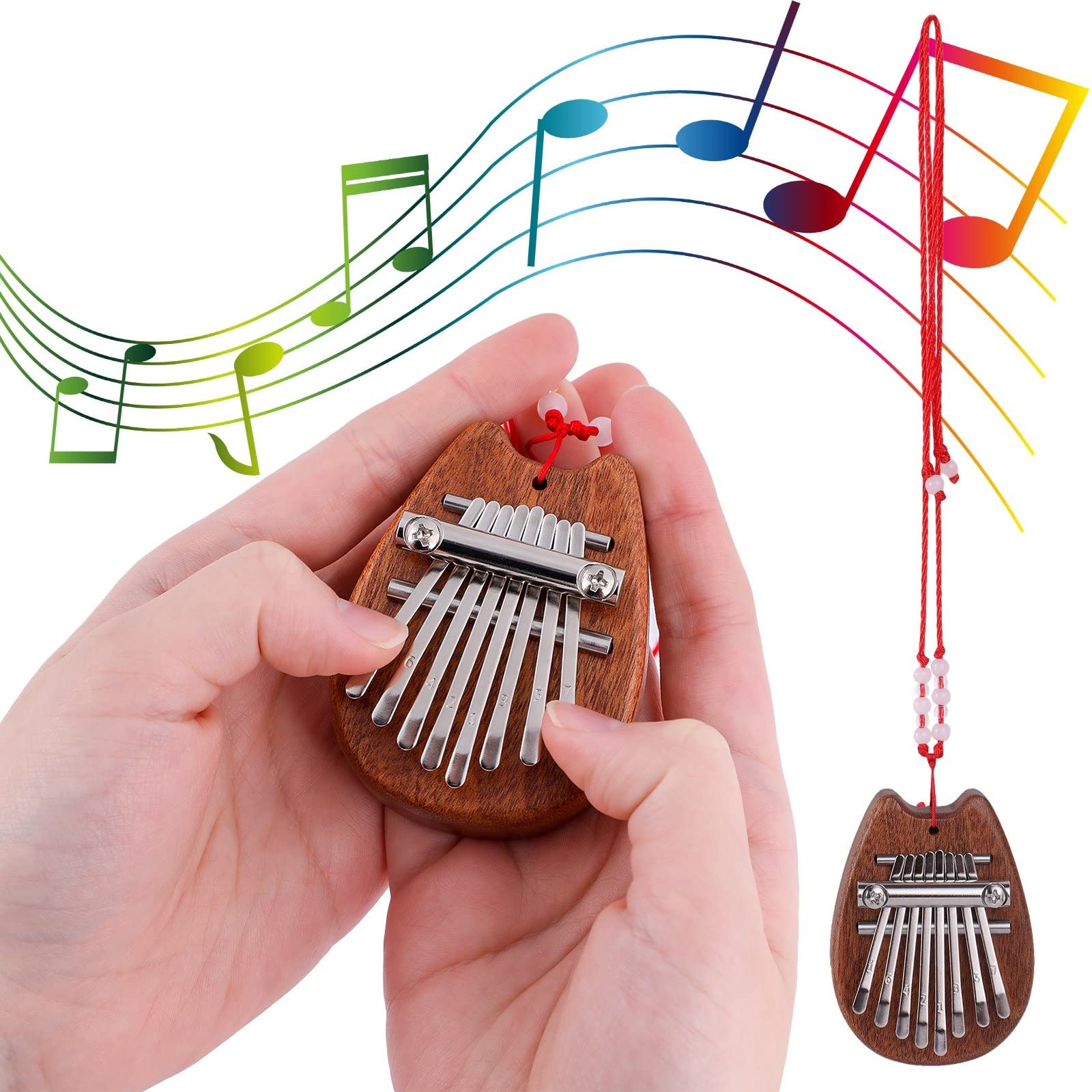 2-Pack 8 Keys Mini Kalimba Thumb Piano, Mbira Finger Piano with Lanyard, Music Gifts for Adults Beginners Lovers Players - Image 2