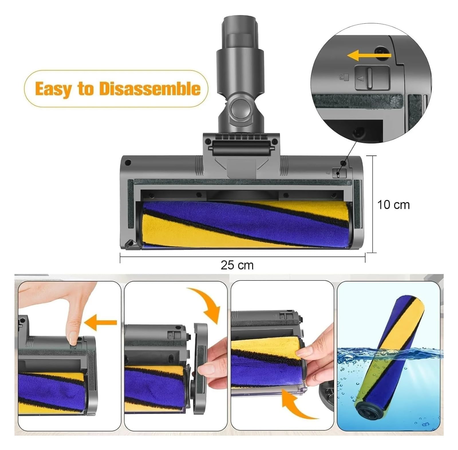 Boquilla de Suelo con Rodillo Suave LED, Compatible con Dyson | Cepillo flexible para aspiradora para V7, V8, V10, V11, V15(1 Pcs)