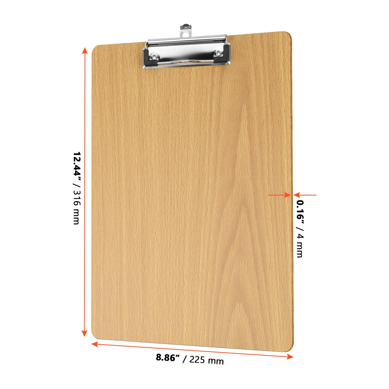 SINJEUN Porte-Blocs A4 en Bois - Lot de 12 avec Pince - 316 x 225 x 4 mm - Porte-Documents pour Bureau, Restaurant, École, Hôpital