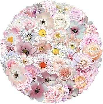 50Pcs Pink Flower Stickers, Fantasy Aesthetic Decals for Journaling, Scrapbooking, Laptop, Kindle, Suitcase, Bicycle,Water Bottle, Phone, Waterproof PET Transparent Sticker Pack
