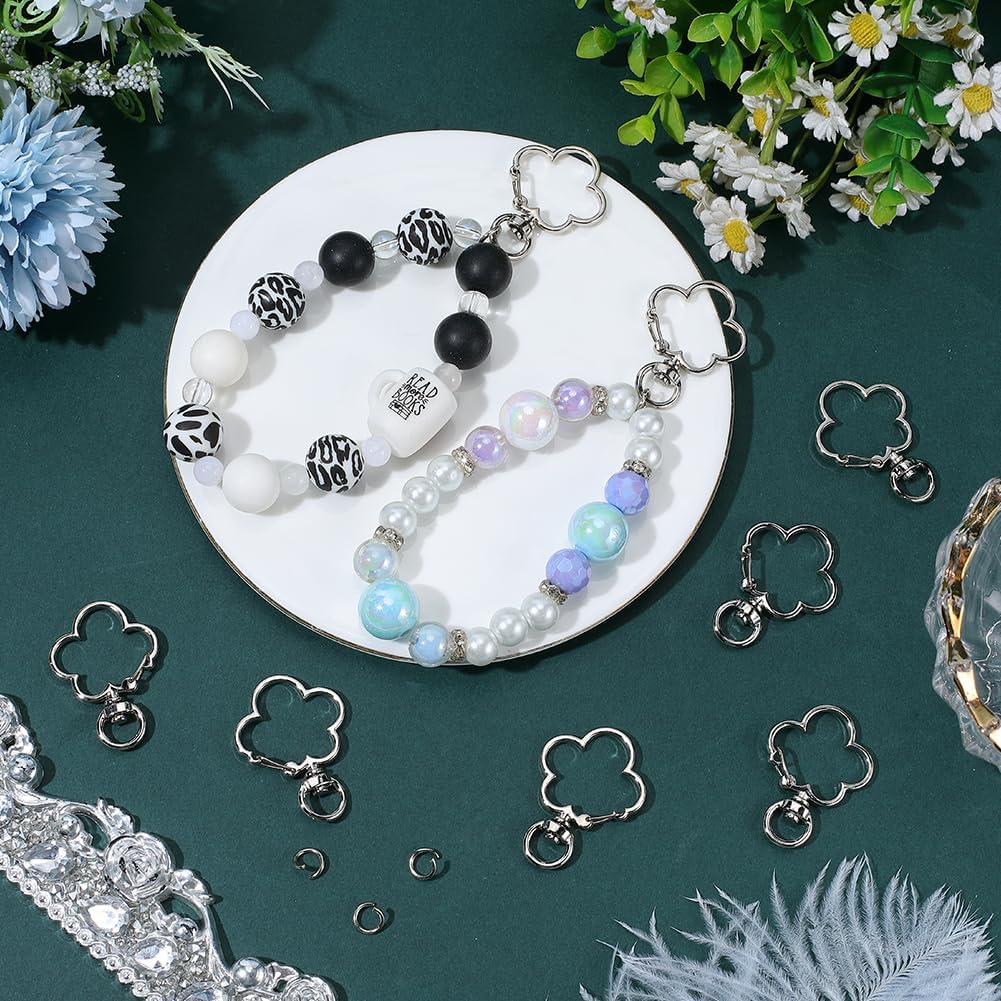 1 Box 40 Sets Flower Keychain Clasp Cute Lobster Clasp Keychain with Jump Rings Alloy Swivel Snap Buckles Spring Snap Clips for Bag Hanging Decoration Jewellery Making Accessories DIY Crafts image 4