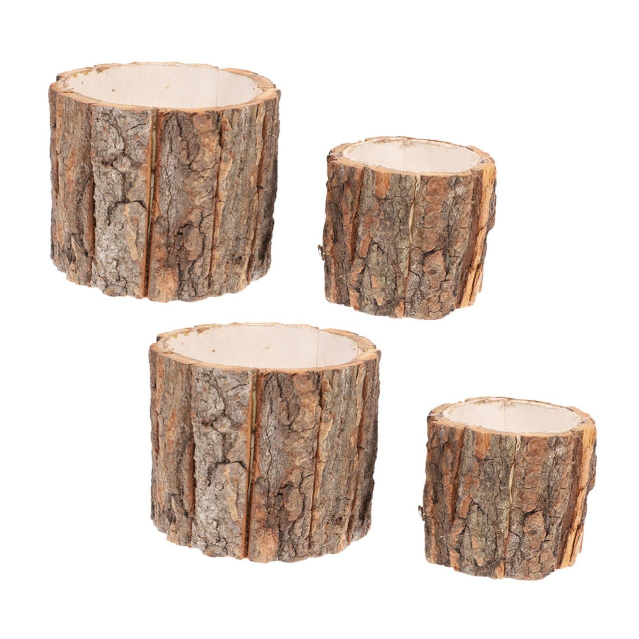 Pot de fleurs bois naturel COLLBATH lot de 4 bacs rustiques pour vos plantes et succulentes