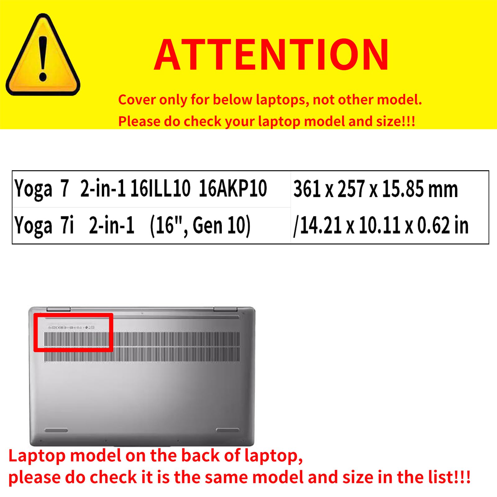 Laptop-Schutzhülle für Lenovo Yoga 7i 2-in-1 16 Zoll Gen 10 für Yoga 7 2-in-1 16ILL10 16AKP10 [Do Check Modelle] Abnehmbare Notebook-Hülle Computertasche PU-Zubehör mit Wärmeableitungsloch (schwarz)