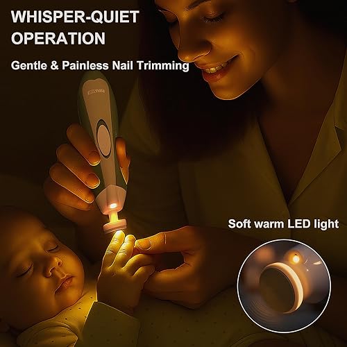 Miniatura 3 de Fansidi Cortador de uñas eléctrico para bebé, verde serenidad limitada, lima de uñas eléctrica suave para bebé, 10 cabezales de pulido + 8
