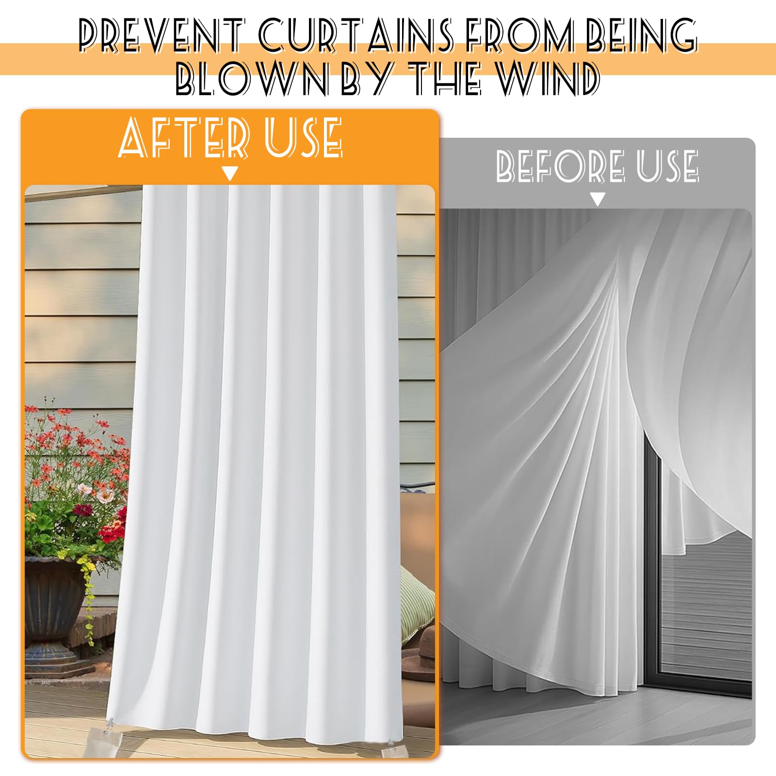 8 Sacs De Poids Pour Rideaux Extérieurs Qixuer - Avec Pinces Et Sacs PVC, Lest Ajustable