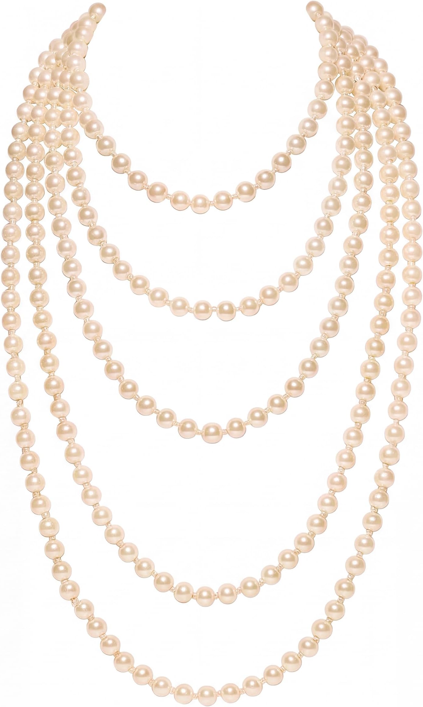 Gatsby Long Knot Pearl Necklace 1920s Flapper Imitation Pearls Necklace