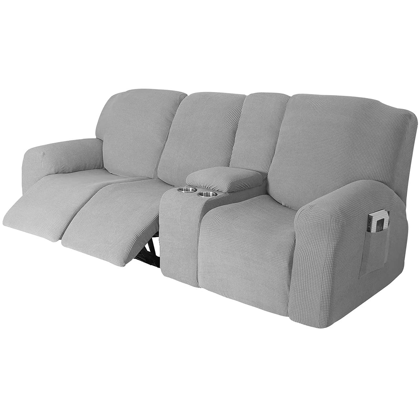 Recliner Sofa Slipcover, with Cup Holders - Furniture Protector Cover for 2-3 Seater Reclining Sofa with Console - Sofa Cover