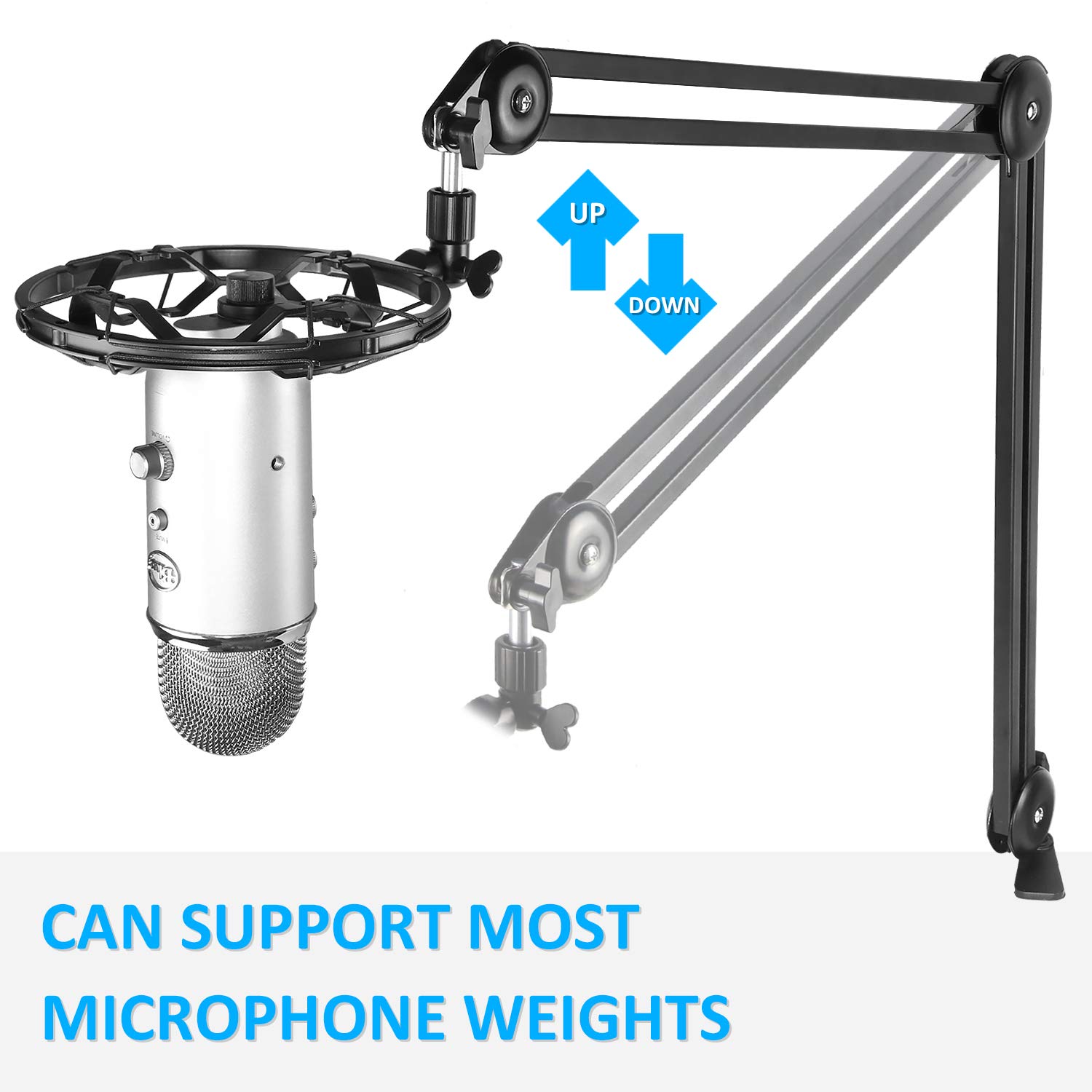 YOUSHARES Supporto per Microfono - Braccio Microfono Professionale Supporto per Mic per Microfoni, compatibile con Supporti Antiurto (Nero)