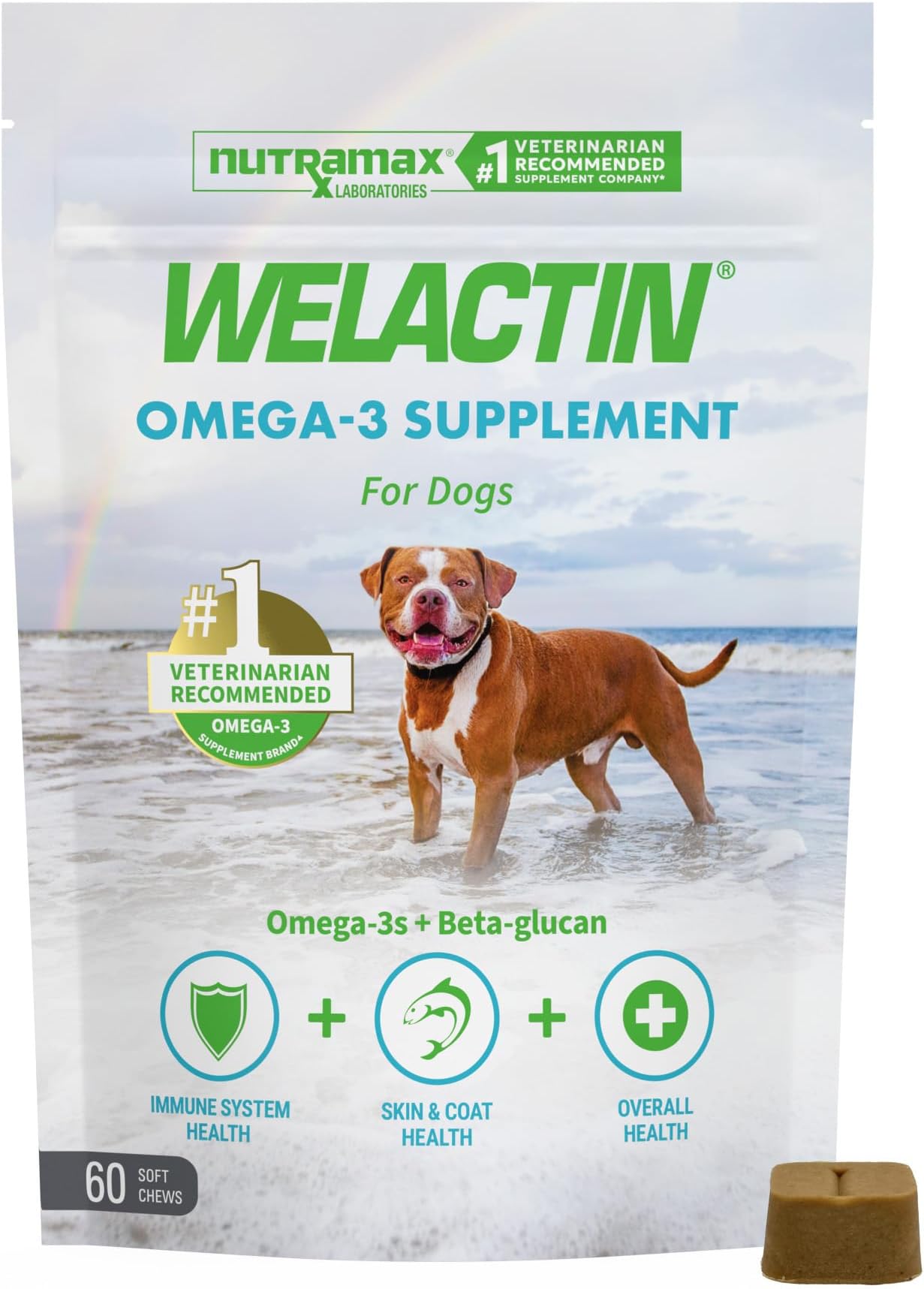 - Nutramax Welactin Omega 3 Fish Oil for Dogs, Skin and Coat Health Supplement, Plus Immune and Overall Health, Premium Omega 3 Fatty Acids, Multivitamin For Dogs, Soft Chews, 60 Count