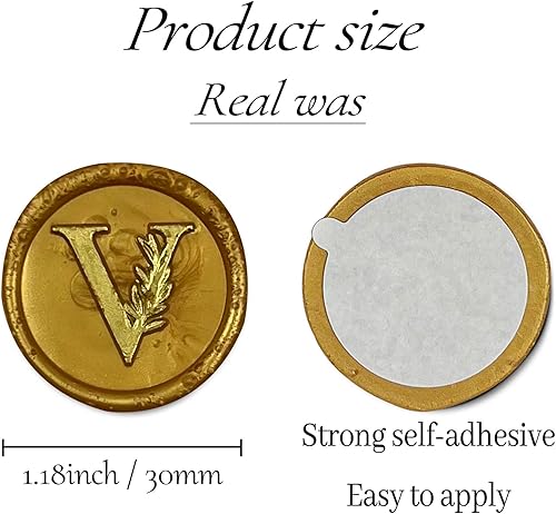 Miniatura 2 de 25 calcomanías de sello de oro y cera, hechas a mano, hojas botánicas vintage, calcomanías de cera para invitaciones de fiesta de boda, sobres,