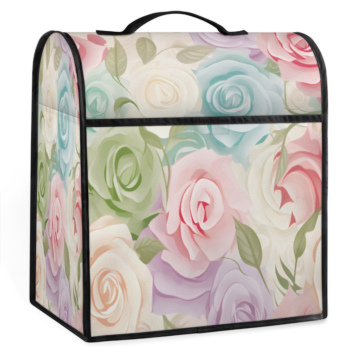 Coffee Maker Cover Watercolor Rose Floral Kitchen Appliance Covers Small Appliance Covers Blender Cover Juicer Cover Dust Covers for Kitchen Appliances with Top Handle and Pockets,Washable,C746