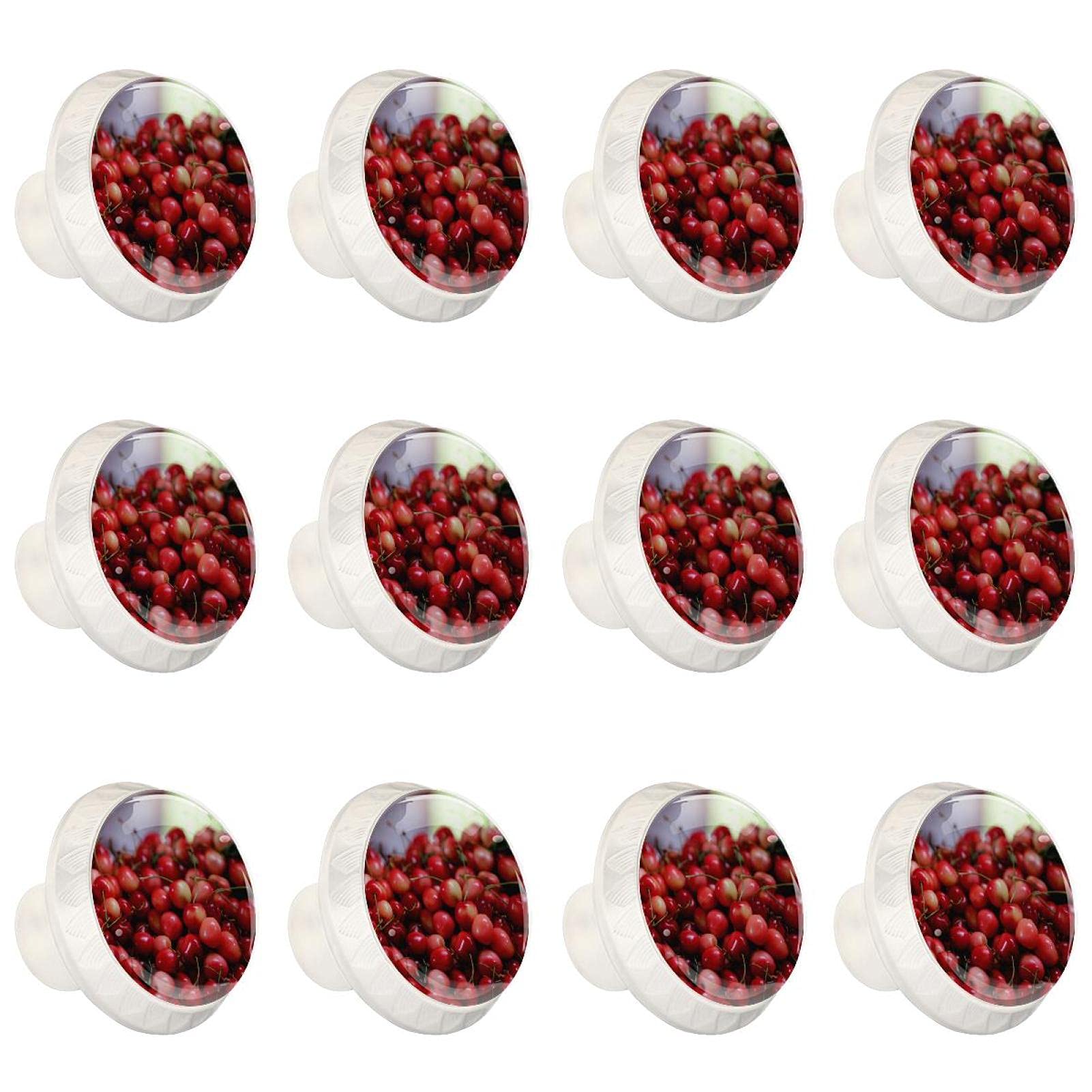 Boutons d'armoires de cuisine cerise en lot de 12 poignées de tiroirs ronds