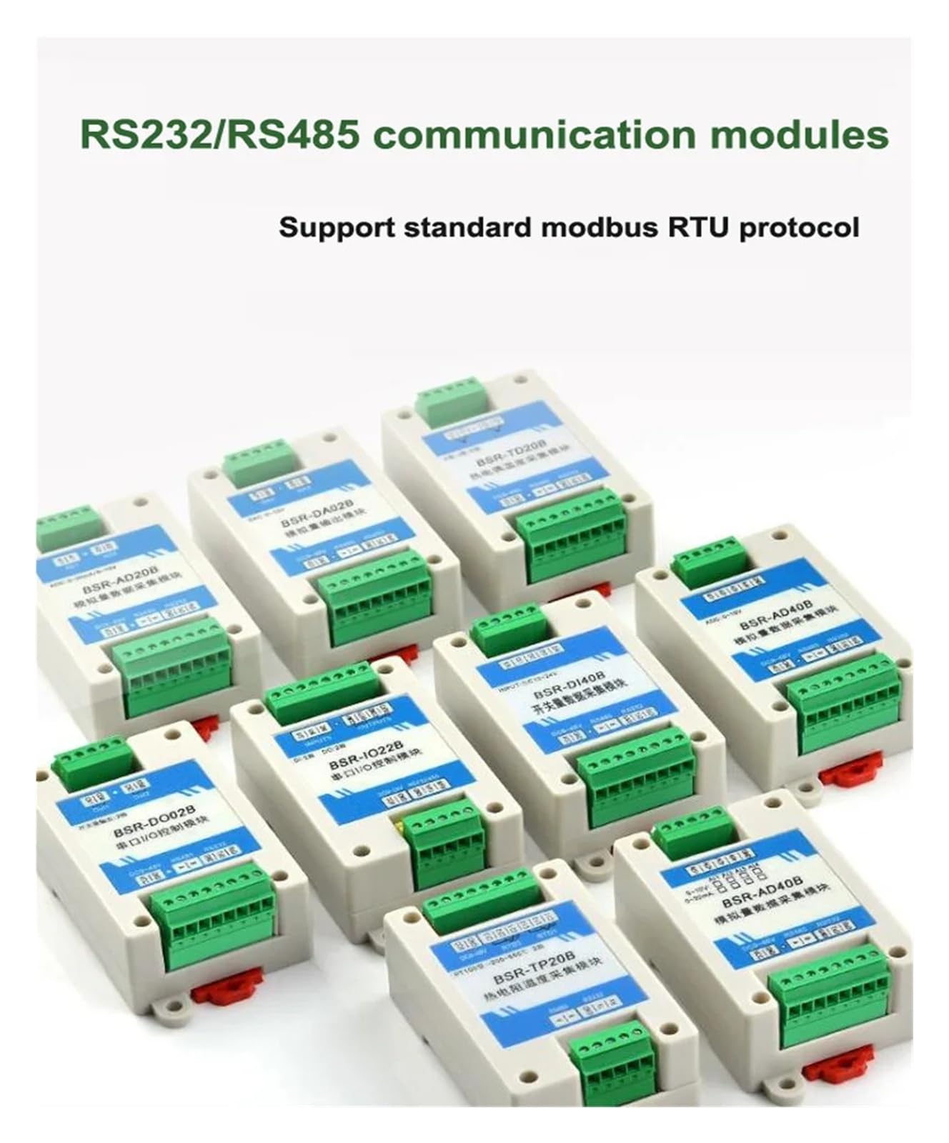 BSR Series Di/Do / 0-20mA / 0-10V / Pt100 / Termopara do RS485 Modbus RTU Moduł