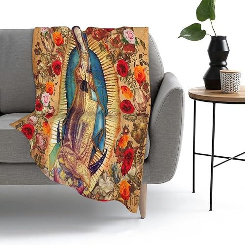 Miniatura 7 de Manta de franela suave y acogedora con diseño de Virgen María de Guadalupe de 40 x 50 pulgadas, manta de microfibra ligera y mullida, regalo para
