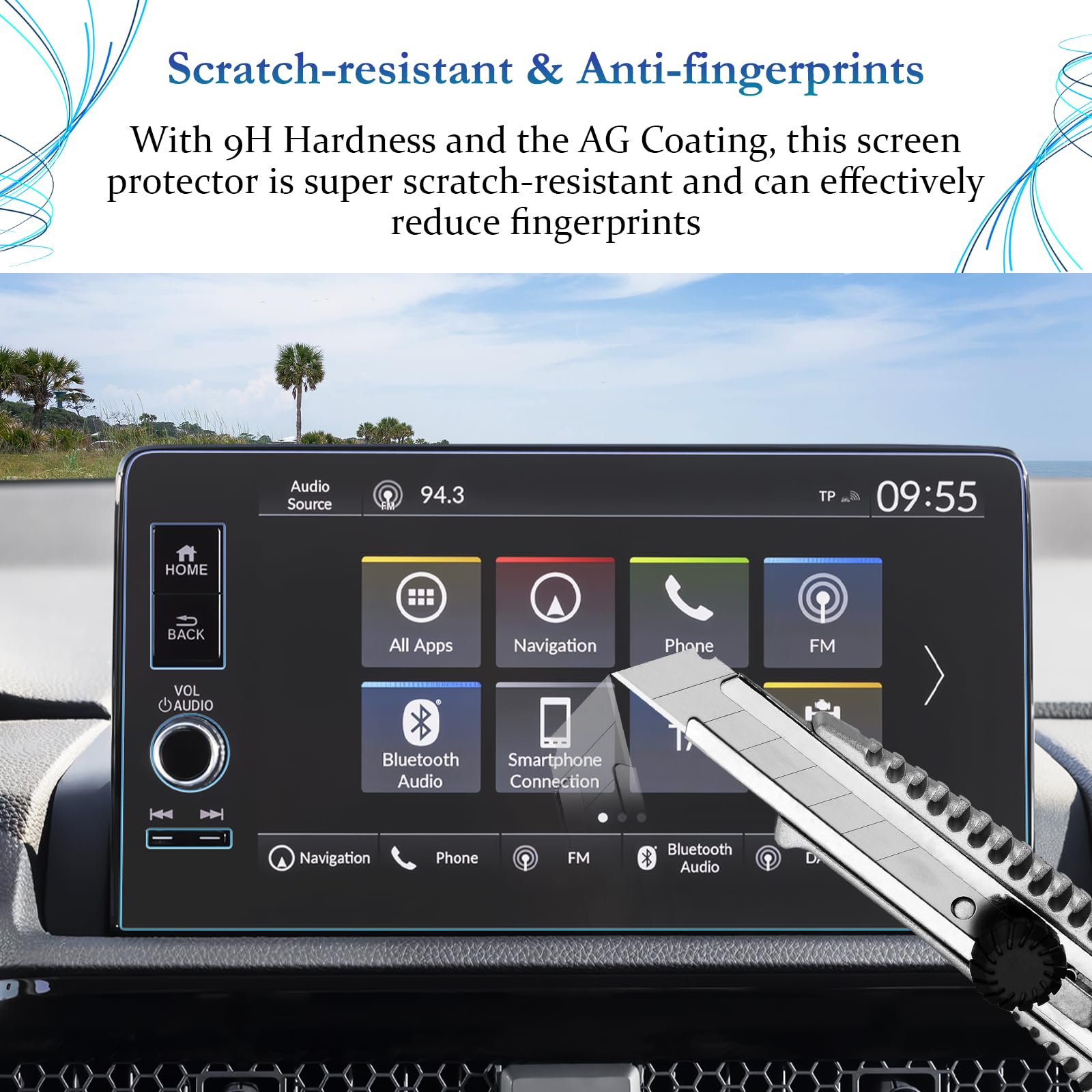 Pellicola protettiva in vetro temperato 9 pollici compatibile con Honda HR-V CR-V Civic Navigation