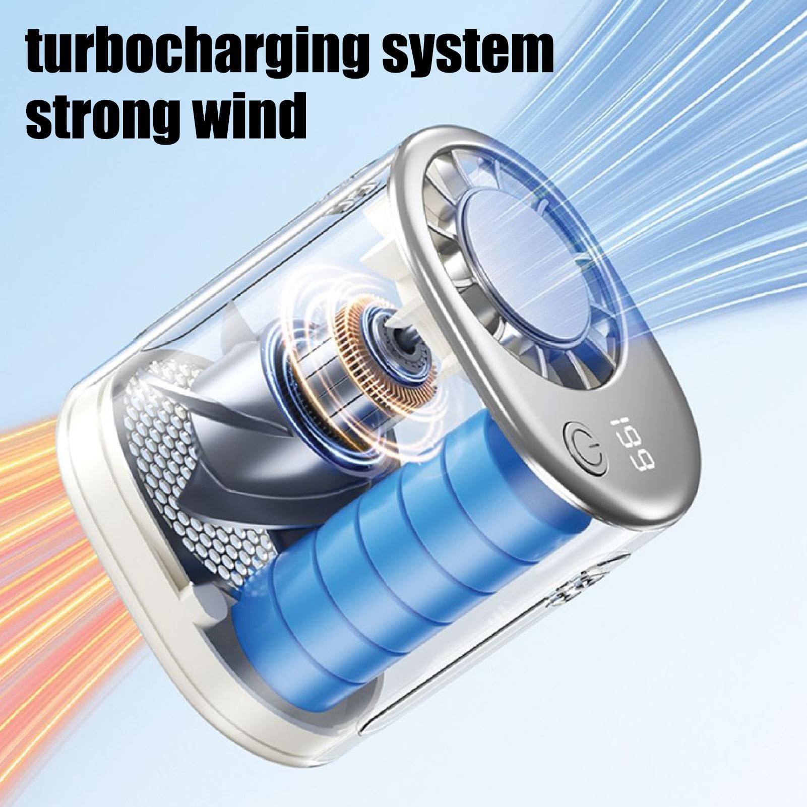 Ventilador Portátil para Coche 199 Velocidades Diseño Pulpo Con Pantalla | con Clip para Coche y Rotación 360 Grados Carga USB-C para Niños y Adultos en Viajes Verano Camping Exterior Oficina