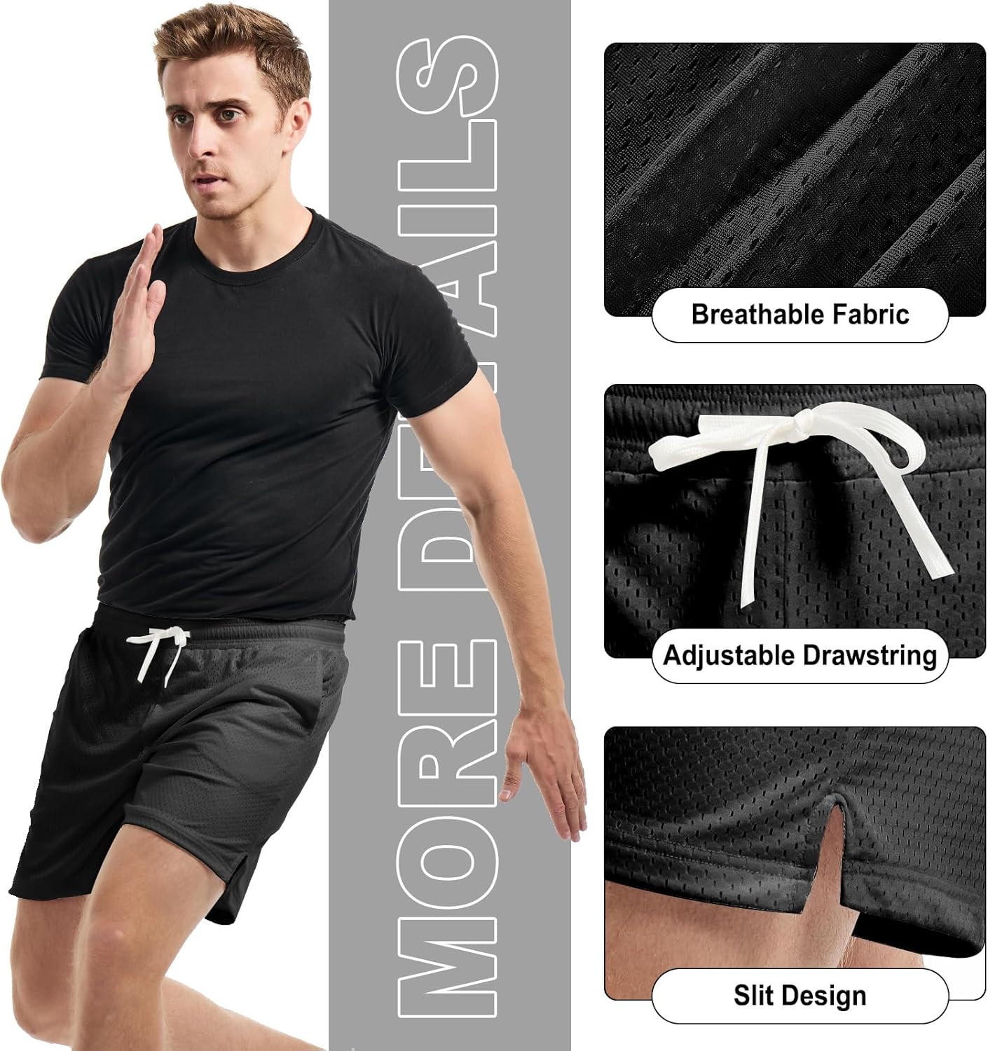 AIMPACT Mens Mesh Shorts Breathable Double Layer Fabric 6 Inch Basketball Sportswear Lounge Shorts - Image 4