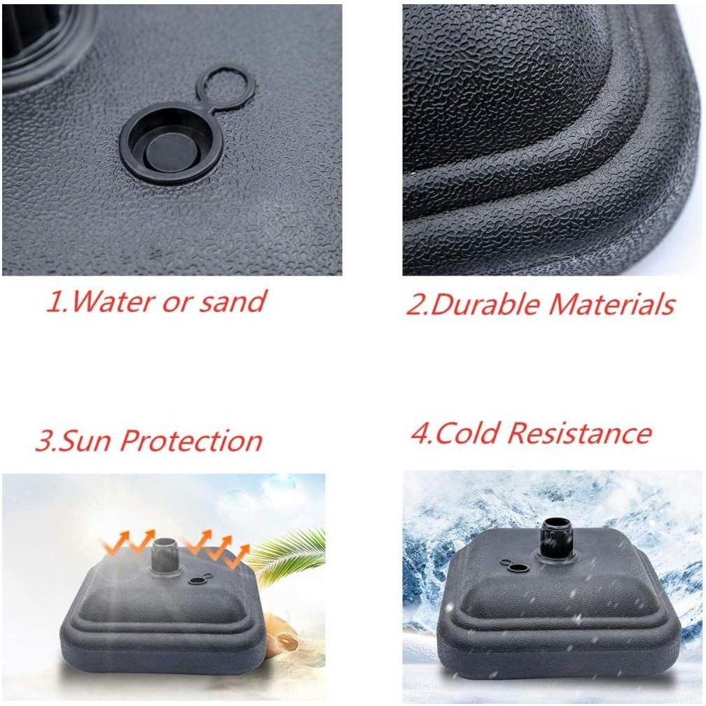 Fillable Plastic Patio Umbrella Base Stand 38mm Heavy Duty Yard Pole Holder for Outdoor Garden, Beach, Camping Trips, Pool Side (Black)