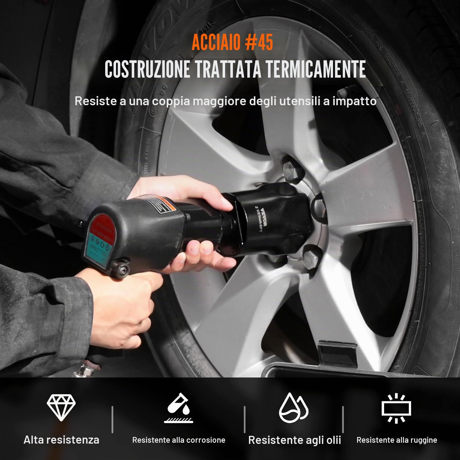 VEVOR Set di Bussole per Dadi di Bloccaggio Cuscinetti Ruota, Attacco da 12,7 mm Chiavi a Bussola SAE e Metriche a 6 Punte con Custodia per Rimuovere Installare Dadi di Bloccaggio dei Cuscinetti Ruota