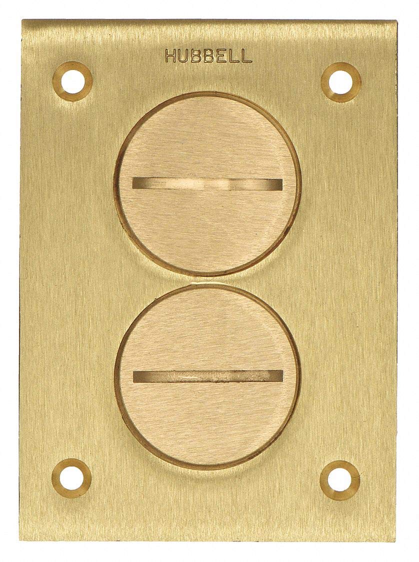 Floor Box Cover, Rectangular, 2-Gang, Brass