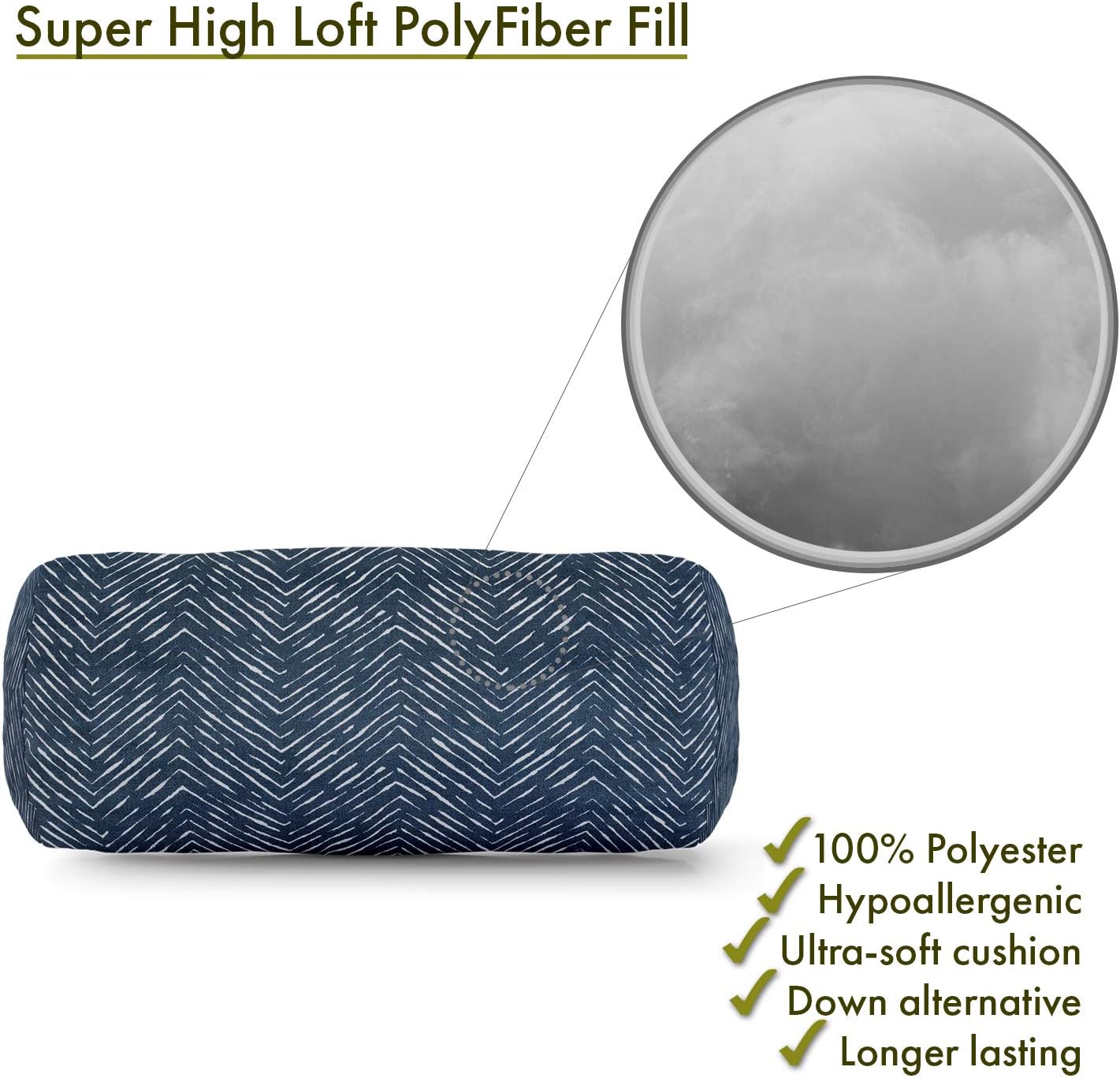 Majestic Home Goods Navy South West Indoor / Outdoor Round Bolster Pillow 18.5" L x 8" W x 8" H