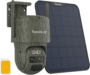 REOLINK 4K Dual Lens 4G LTE Cellular Security Camera, SIM Card Included, Wireless Auto Tracking Trail Camera, 6X Hybrid Zoom, No-Glow IR, Waterproof for Wildlife, TrackMix LTE Trail + Solar Panel 2 asin的图片