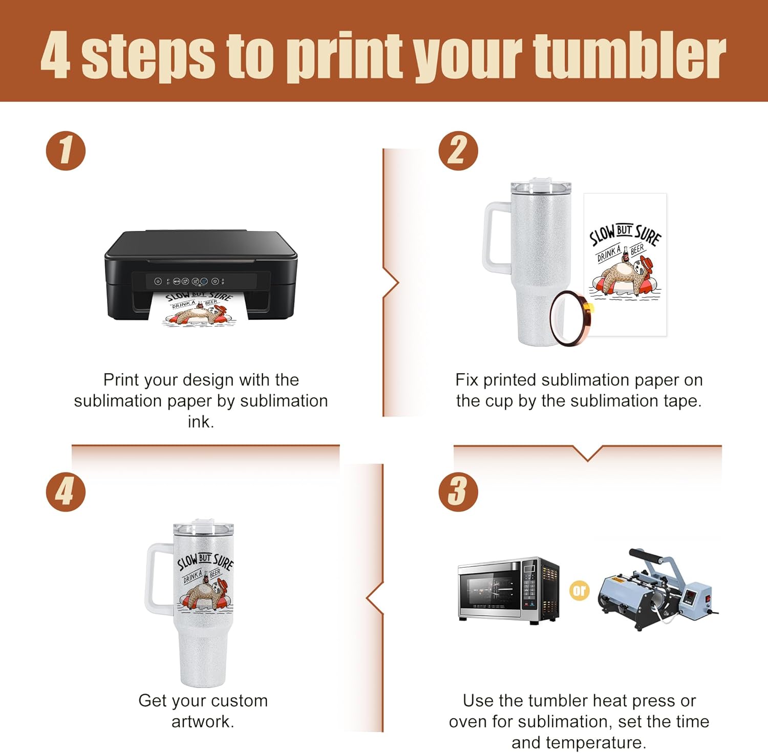 AGH 4 Pack 40 oz Sublimation Glitter White Tumblers with Stainless Steel Straw and Lid, Insulated Double Wall Vacuum Reusable Cups with handle, Travel Mug for Party,Home,Driving,Office - Image 3