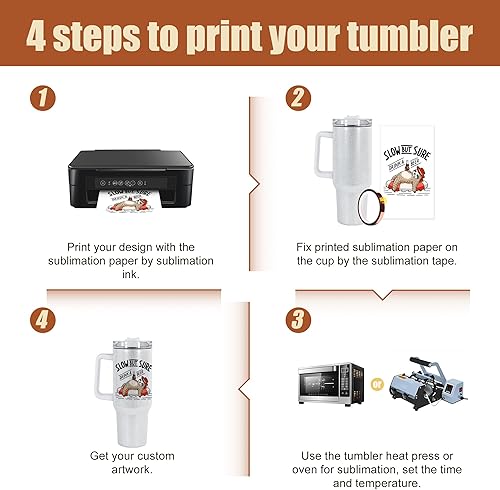 Miniatura 10 de AGH Paquete de 4 vasos de 40 onzas de sublimación blanco brillante con popote y tapa de acero inoxidable, vasos aislados al vacío de doble pared