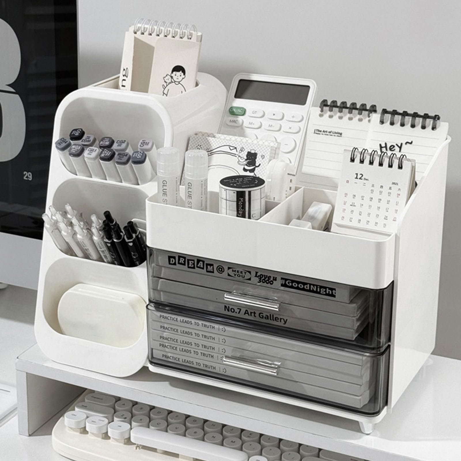 Scatola portaoggetti multiuso da scrivania, organizer per cassetti, per accessori cosmetici e cura della pelle, trasparente
