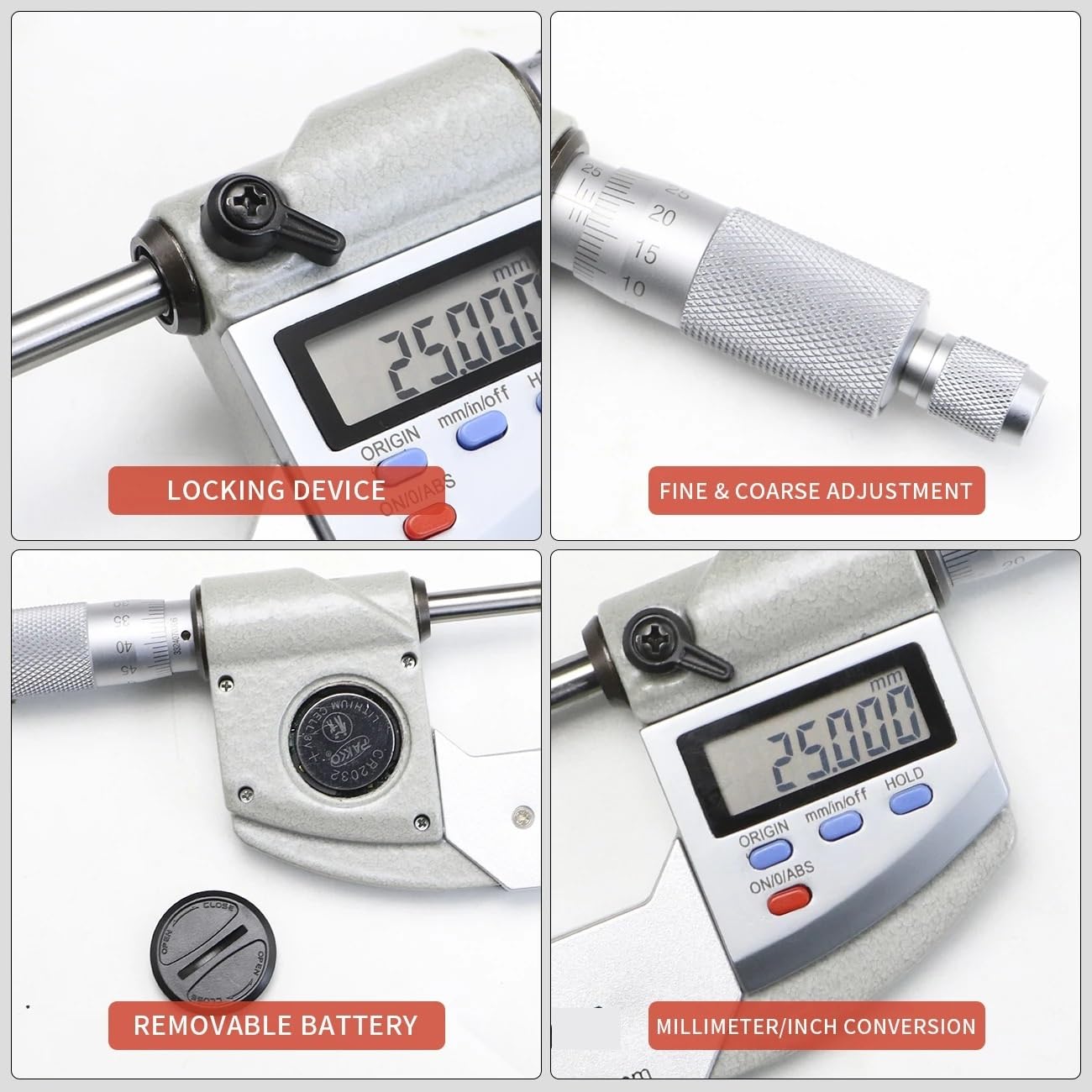 Cyfrowy elektroniczny mikrometr zewnętrzny IP65 0-25/25-50/50-75/75-100 Mm Mikrometr cyfrowy 0,001 mm(50-75mm)