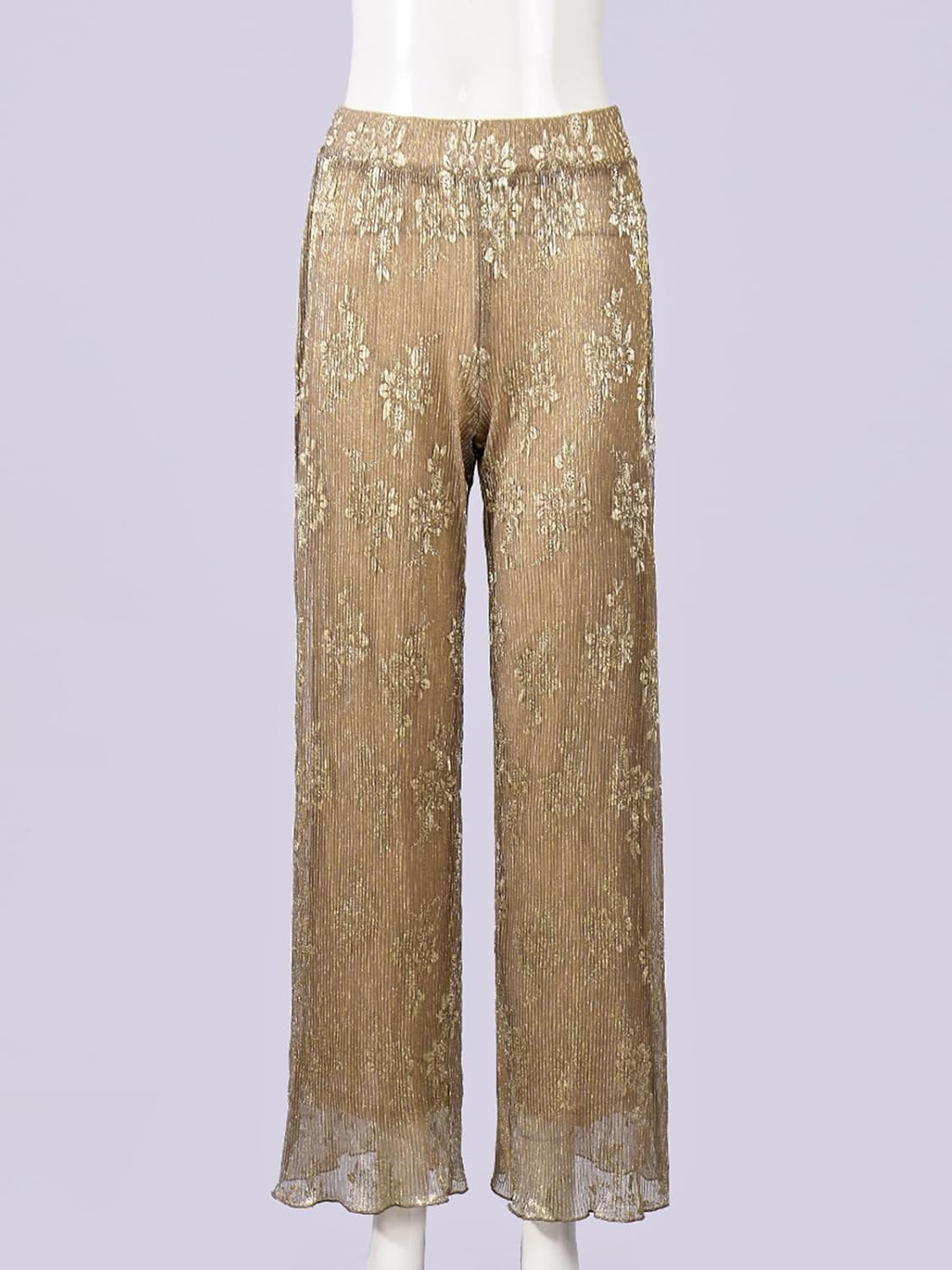 Casual Pleated Long Pants for Women Summer Elastic Waist Wide Leg Lounge Baggy Trousers Office Business