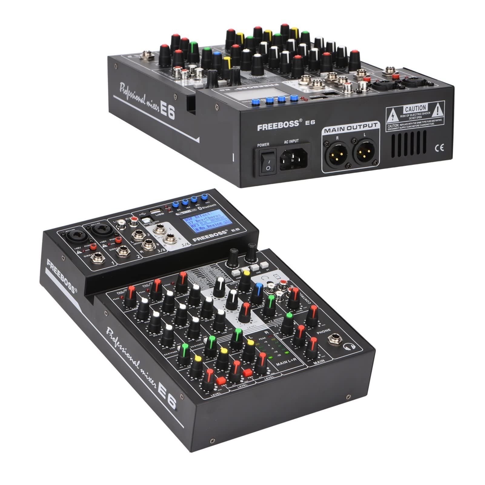 Attrezzatura per DJ per Feste E6 6 Channel Bluetooth 24 Dsp Effect USB Record Computer Record Karaoke Party Studio Mobile Live Broadcast Audio Mixer