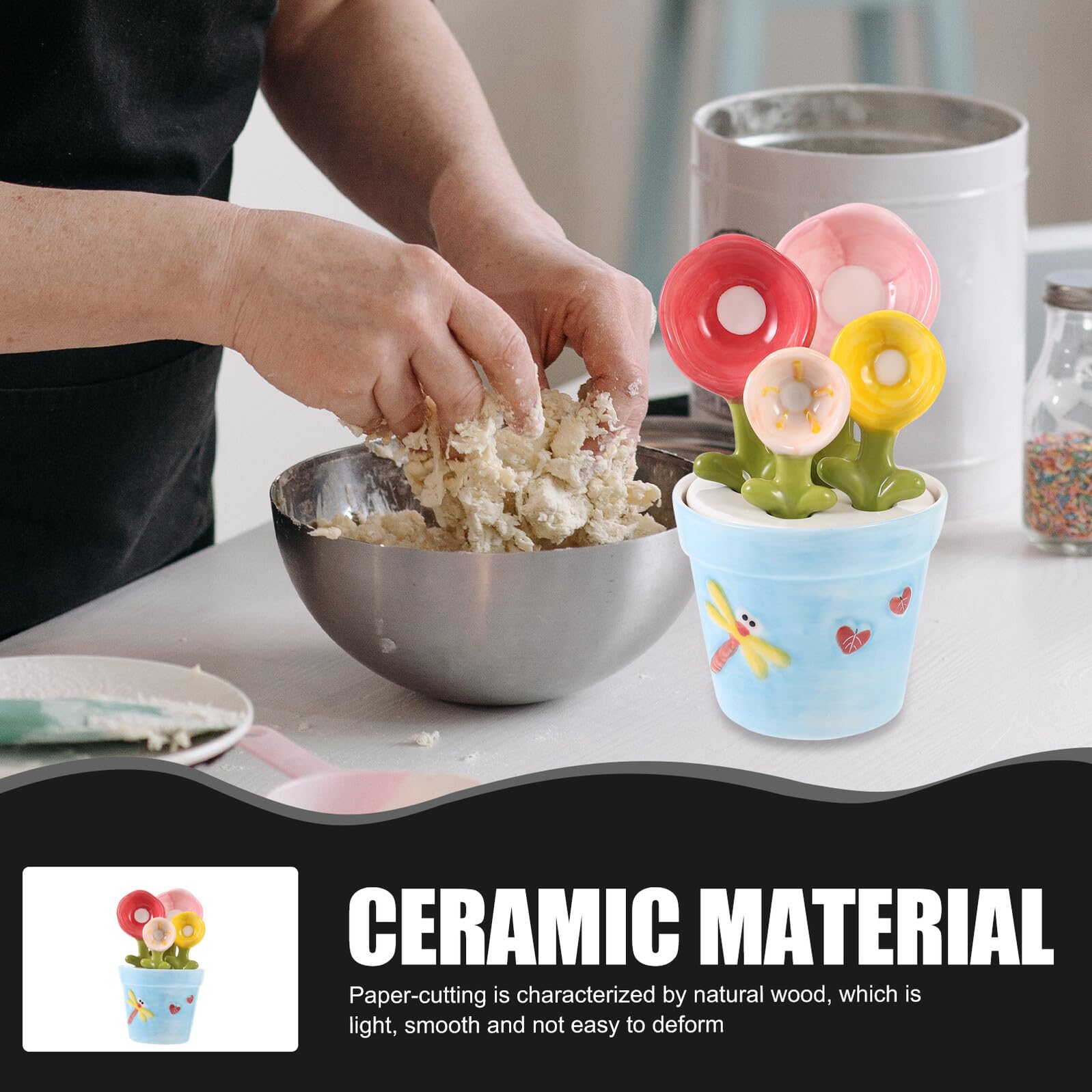 Cucchiaio Dosatore a Fiore Supporto in Ceramica