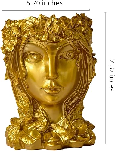 Miniatura 3 de Romehaha Macetero de cabeza, macetas con agujero de drenaje, macetas únicas con ojos cerrados, macetas de cabeza de resina para plantas de interior