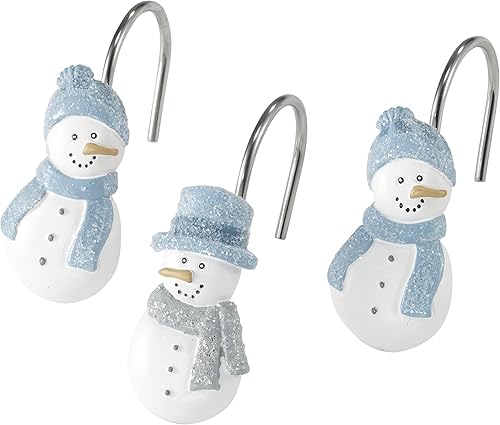 Avanti Linens - Ganchos para cortina de ducha, decoración de baño navideño, juego de 12 (colección Frost Friends)