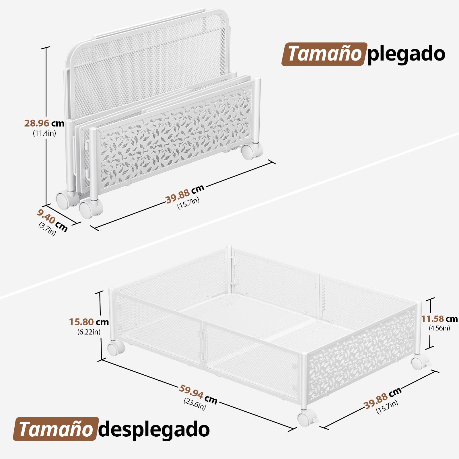 PHINOX Almacenamiento debajo de la cama, contenedores de almacenamiento debajo de la cama con ruedas, cajón organizador de almacenamiento de zapatos debajo de la cama para dormitorio, ropa, zapatos