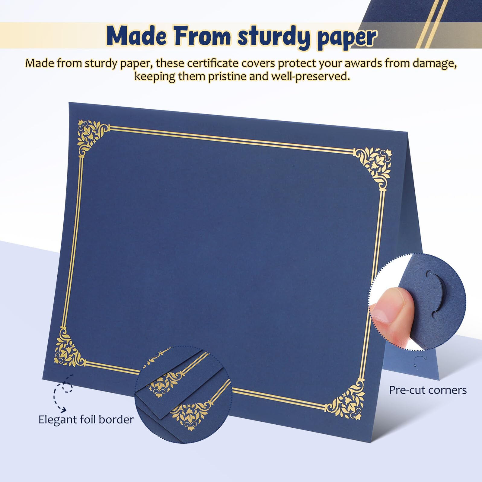 30 Pezzi Copertine per Certificati Bordi in Foglia Oro, Porta Documenti Eleganti in Carta 8.5x11 per Decorazioni Scuola e Presentazioni Professionali