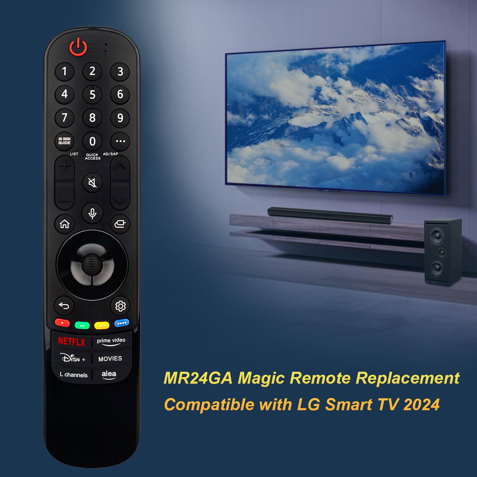 MR24GA AKB76045005 Magic Remote di ricambio con riconoscimento vocale compatibile con tutti i televisori LG 2024 OLED65C4PUA 75UT8000AUA 86UT8000AUA 65QNED90TUA 75QNED90TUA 86QNED90TUA OLED83G4WUA