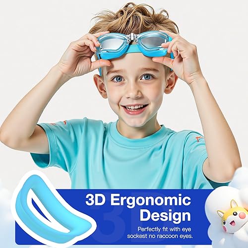 Miniatura 4 de Braylin Gafas de natación para niños, paquete de 2 gafas de natación para niños, adolescentes, niños o niñas, gafas de natación para piscina