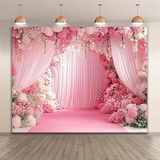 Elegante Tela de decoración para Fiestas en Color Rosa y Fondo, Duradera, Bodas y Aniversarios. 210cmx150cm