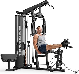 Home Gym, Multifunctional Workout Station with Leg Press, 150LBS Weight Stack Full Body Workout Equipment for Home Exercise Fitness Strength Training
