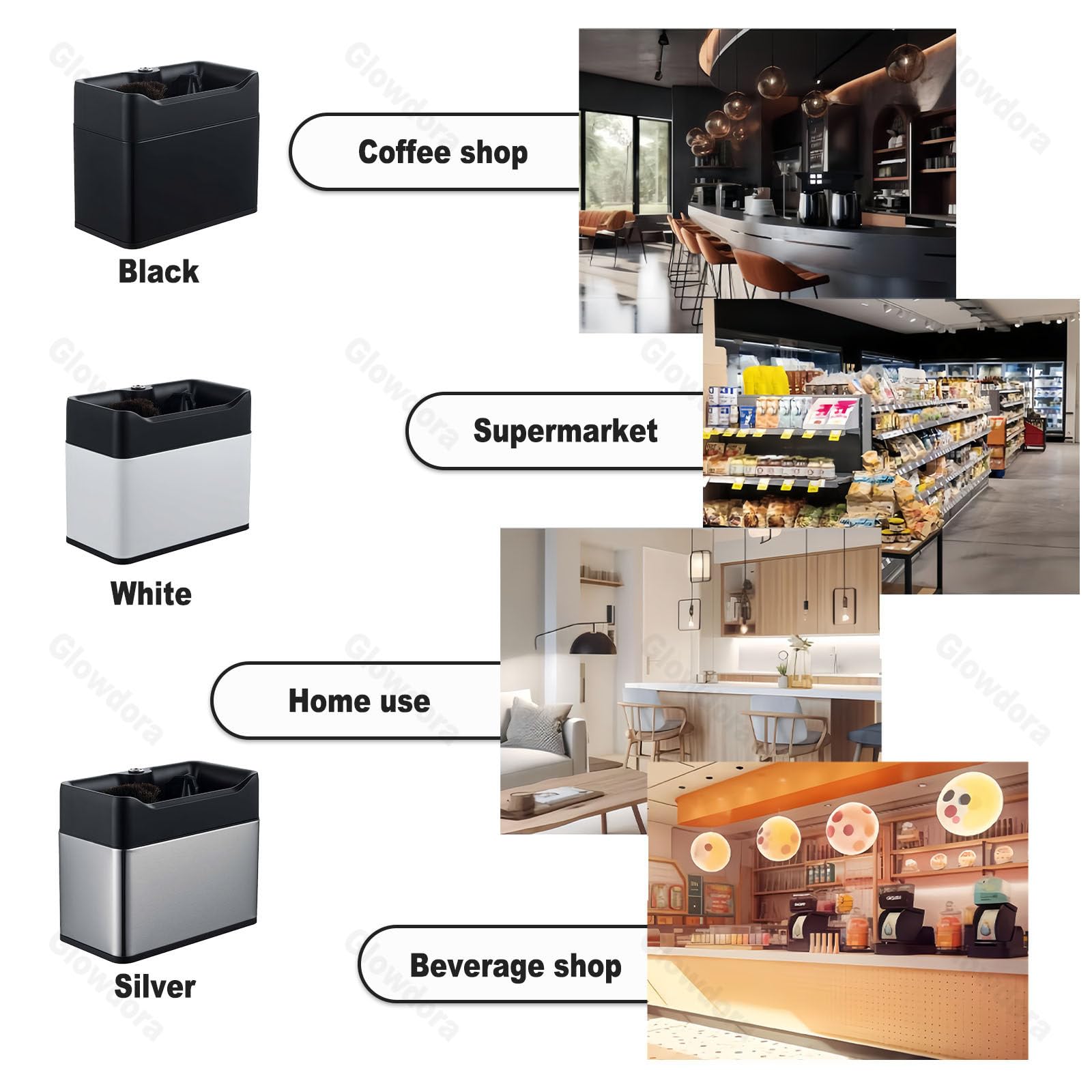 Limpiador De Portafiltros Eléctrico, Limpiador Automático De Posos De Café con 2 Raspadores Y 2 Cabezal De Cepillo Black