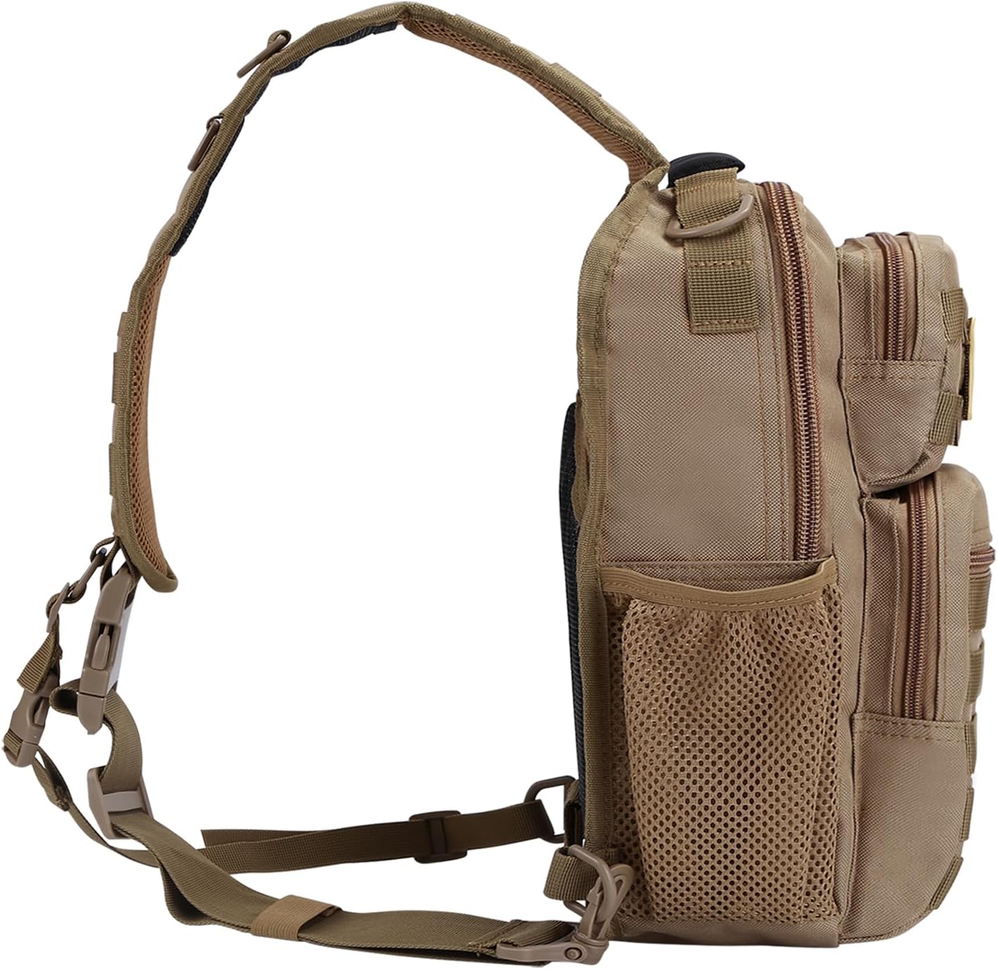 Rover Sling Pack Tactical Shoulder Sling Bag Backpack with Bottle Holder Crossbody Chest Bag, Coyote - Image 6