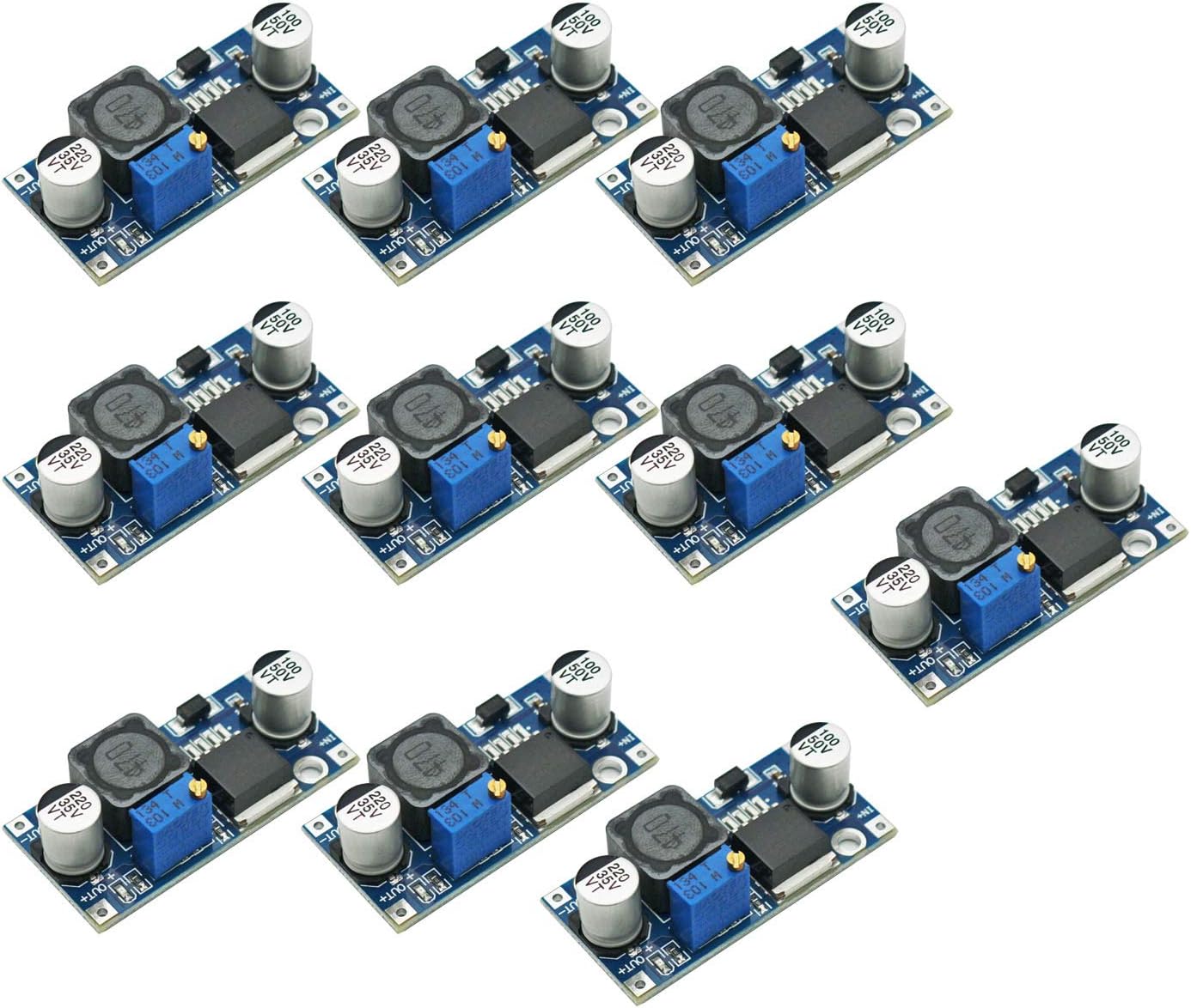 OLIREXDLM2596 DC-DC 3A Adjustable Buck Converter Electronic Blue Circuit Boards Metal Buck Boost Converter Module Step Down Power Supply 3.0-40V to 1.5-35V(10PCS)