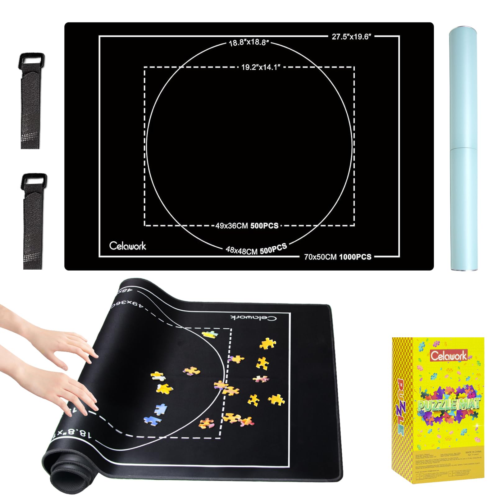 Celawork rubber Jigsaw Mat 1000 Pieces jigsaw mats roll 1000 pieces | suitable for 1000 500 puzzle | Works with Jigsaw Board