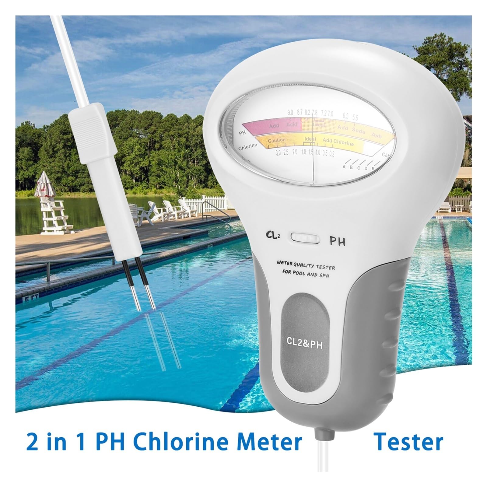 2 W 1 Miernik Chloru PH Tester Jakości Wody Urządzenie Pomiarowe Narzędzie Do Pływania Akwarium Basenowego