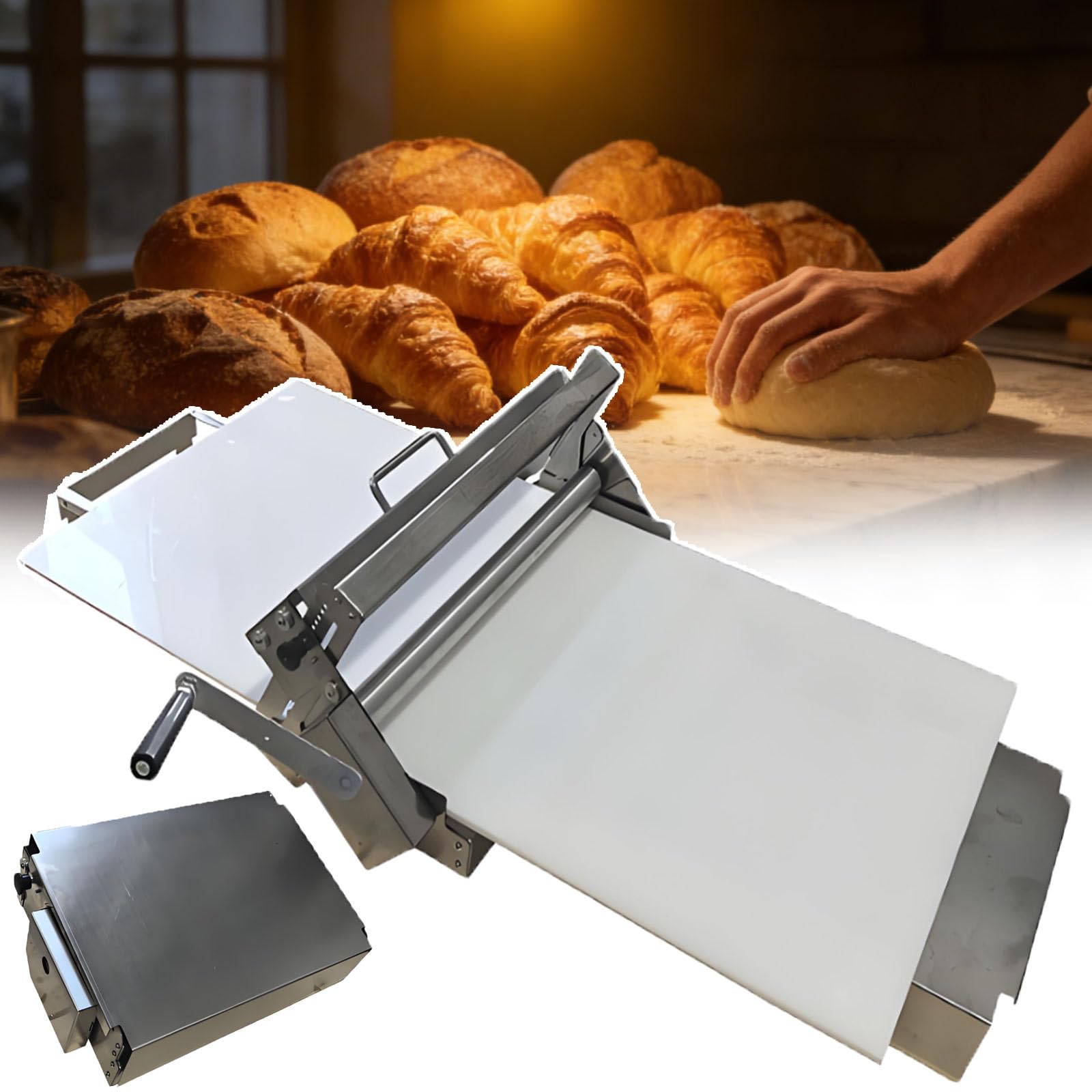 Macchina per impastare – Pressa manuale per pasta sfoglia in acciaio inox con 10 impostazioni di precisione, laminatoio multiuso, manico ergonomico per uso domestico e commerciale