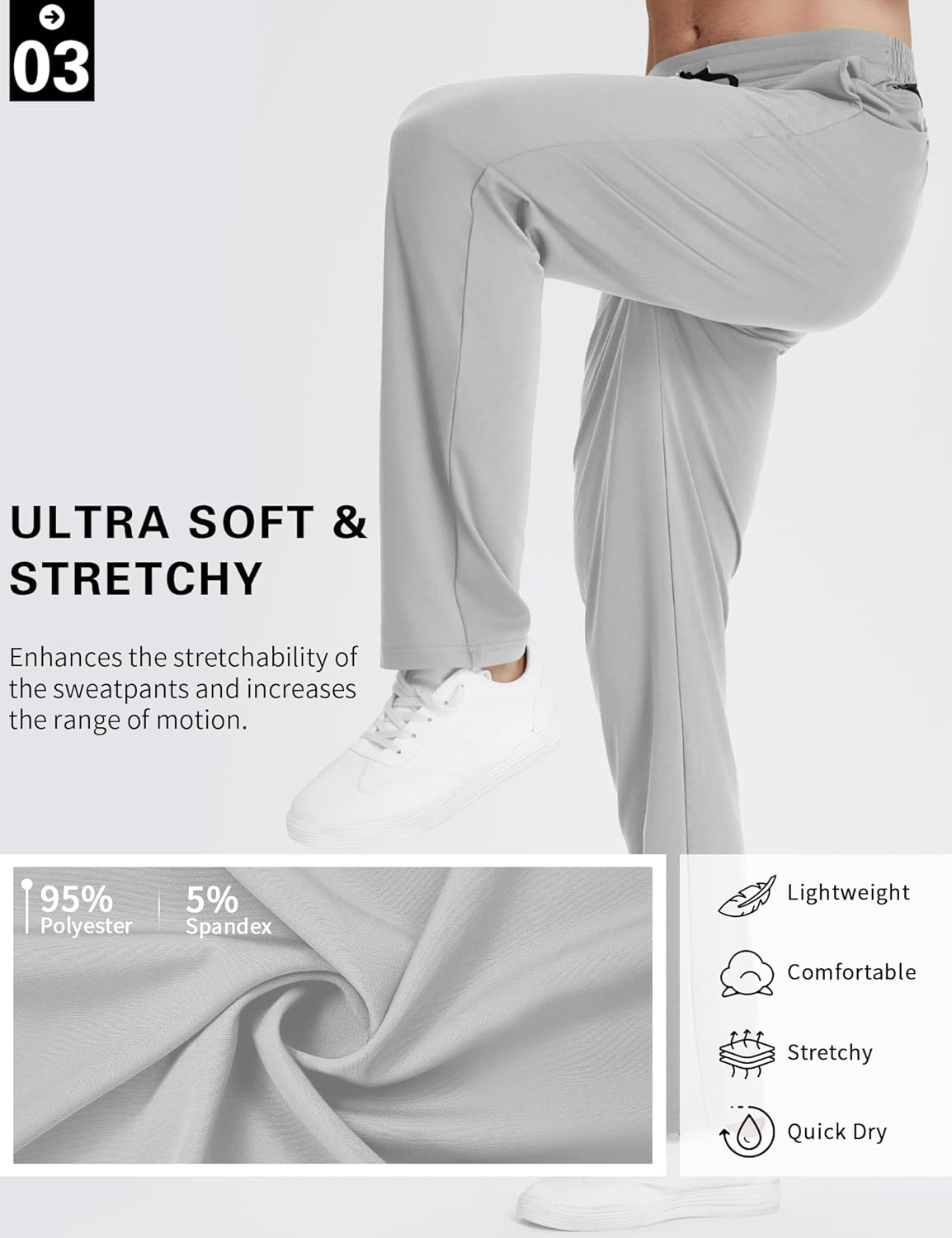 LETAOTAO 32/34/36/38 Inseam Tall Mens Joggers Sweatpants Extra Long Zipper Pockets Athletic Gym Track Pants - Image 5