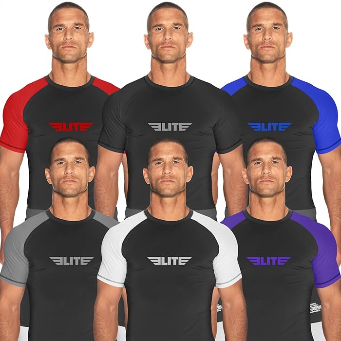 Buy 2022 Elite Sports Jiu Jitsu BJJ Rash Guards, Men’s BJJ, No GI, MMA Ranked Short Sleeve
