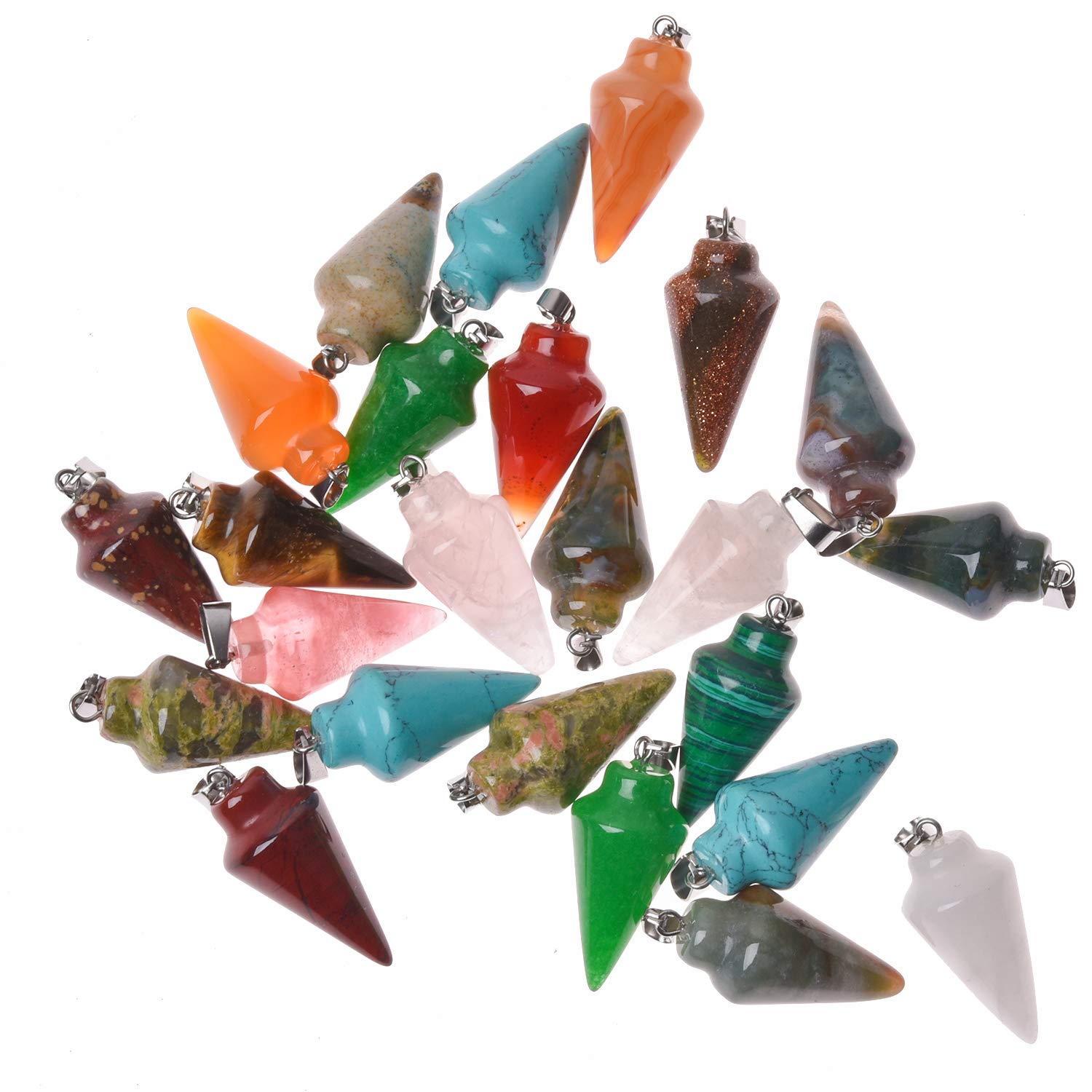 Tashidelek Natural Stone Pendant Chakra Beads Crystal Quartz Healing Gemstone Charms for Necklace Earring Jewelry DIY Making-image-47